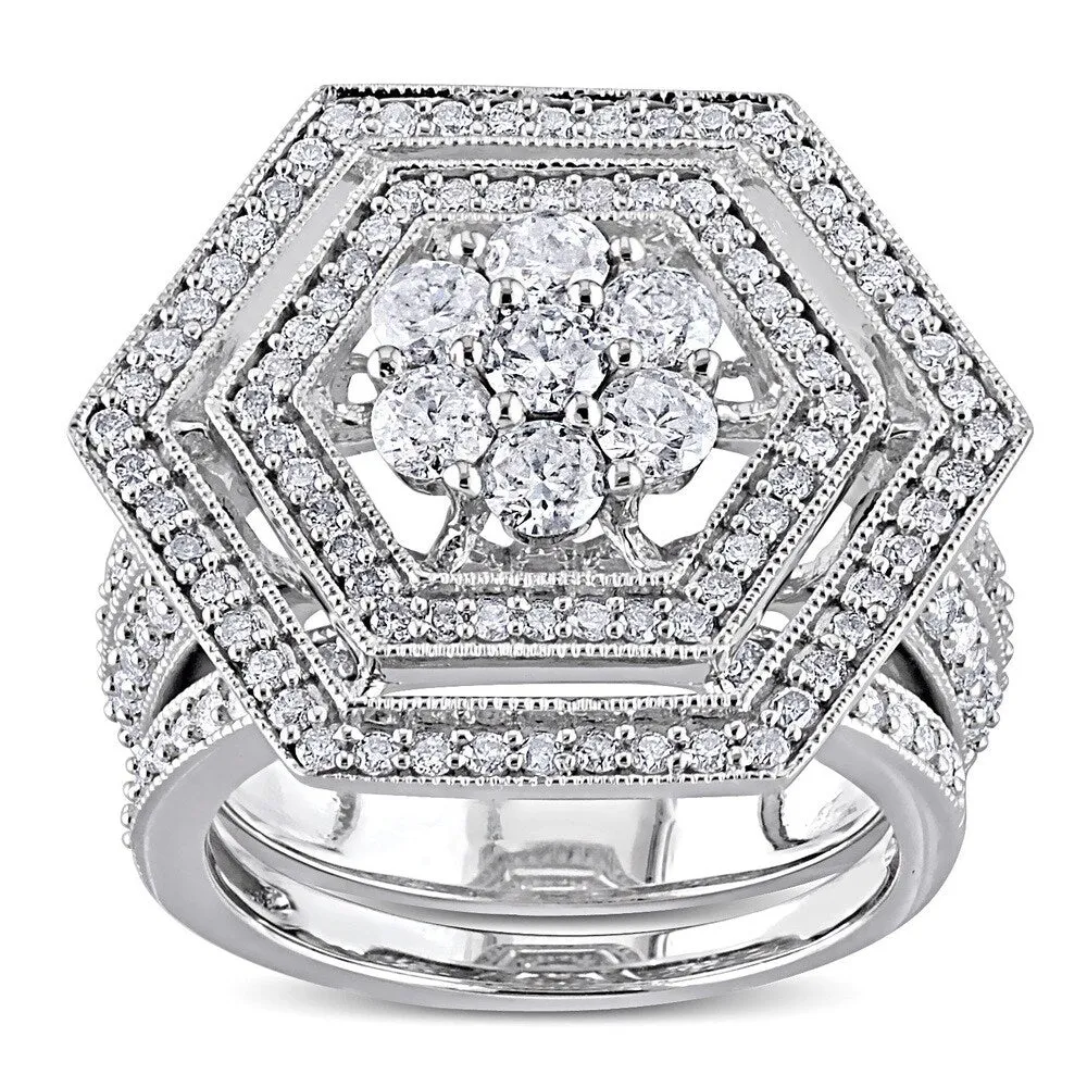 Miadora Signature Collection 10k White Gold 2ct TDW Diamond Bridal Ring Set sold by Zulily