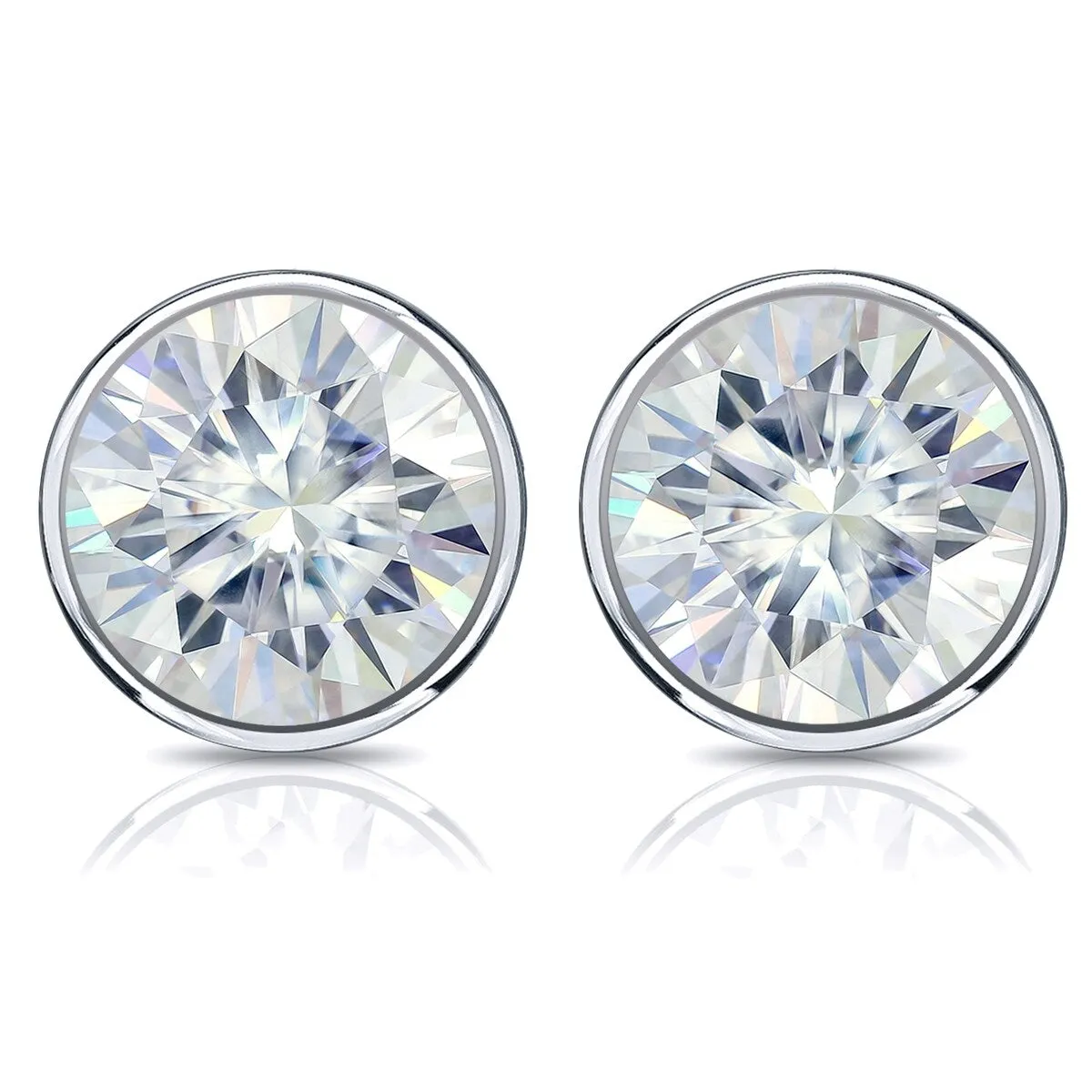 Auriya 1ctw Round Bezel-set Moissanite Stud Earrings Platinum - 5 mm sold by Zulily product image thumbnail 2