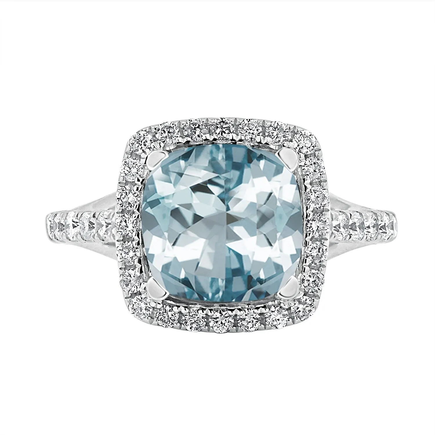 Auriya 1 5/8ct Cushion-cut Aquamarine and Halo Diamond Engagement Ring 1/2cttw 14k Gold sold by Zulily product image thumbnail 2