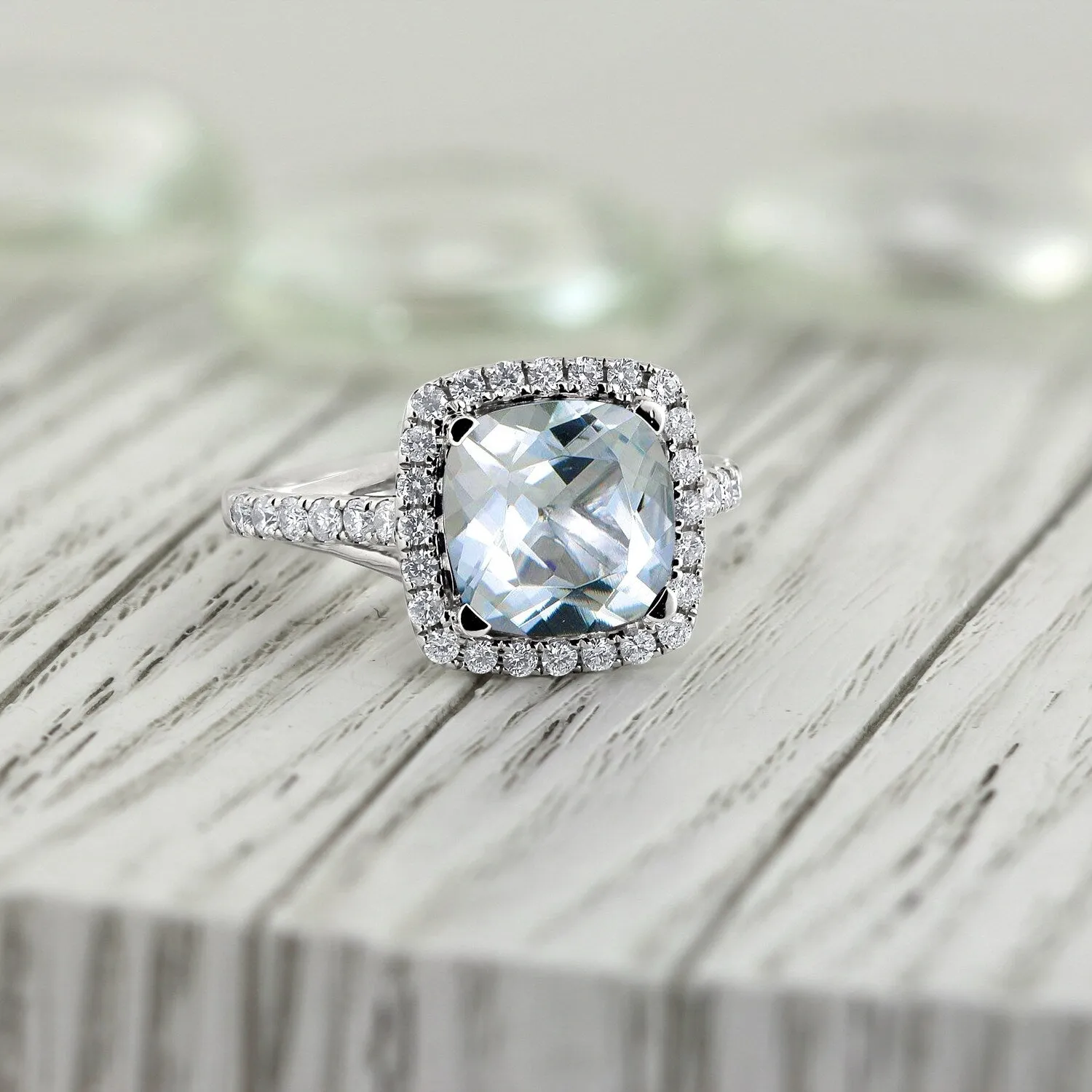 Auriya 1 5/8ct Cushion-cut Aquamarine and Halo Diamond Engagement Ring 1/2cttw 14k Gold sold by Zulily