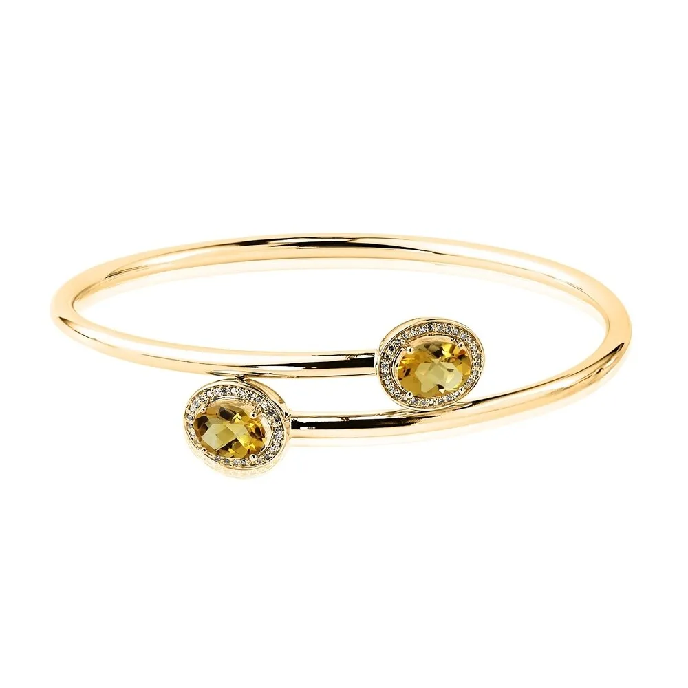 Auriya 2ct Oval Yellow Citrine Gold over Silver Bangle Bracelet with Diamond Accents sold by Zulily product image thumbnail 2