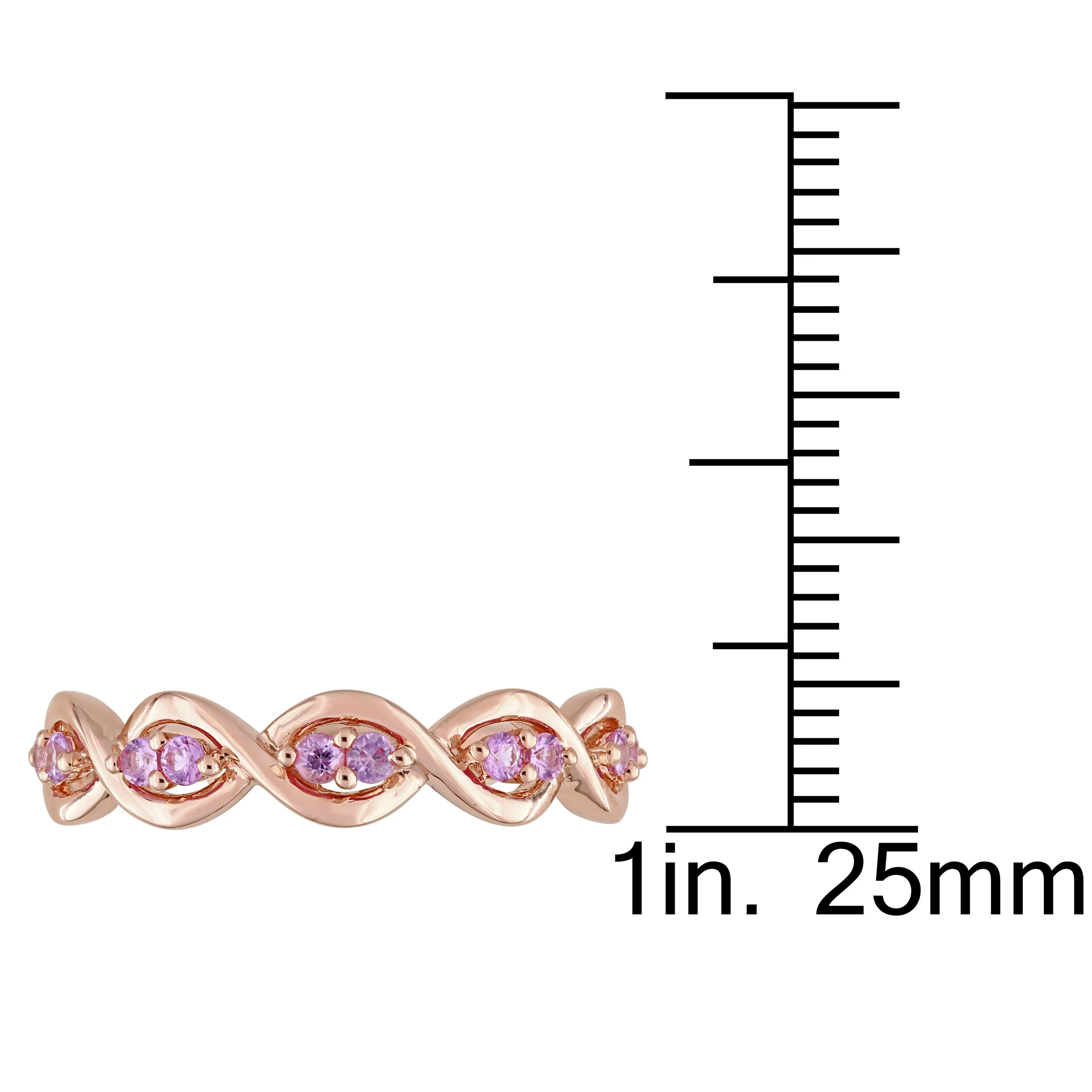 Miadora 1/3ct TGW Pink Sapphire Semi-Eternity Infinity Anniversary Ring in 14k Rose Gold sold by Zulily product image thumbnail 3