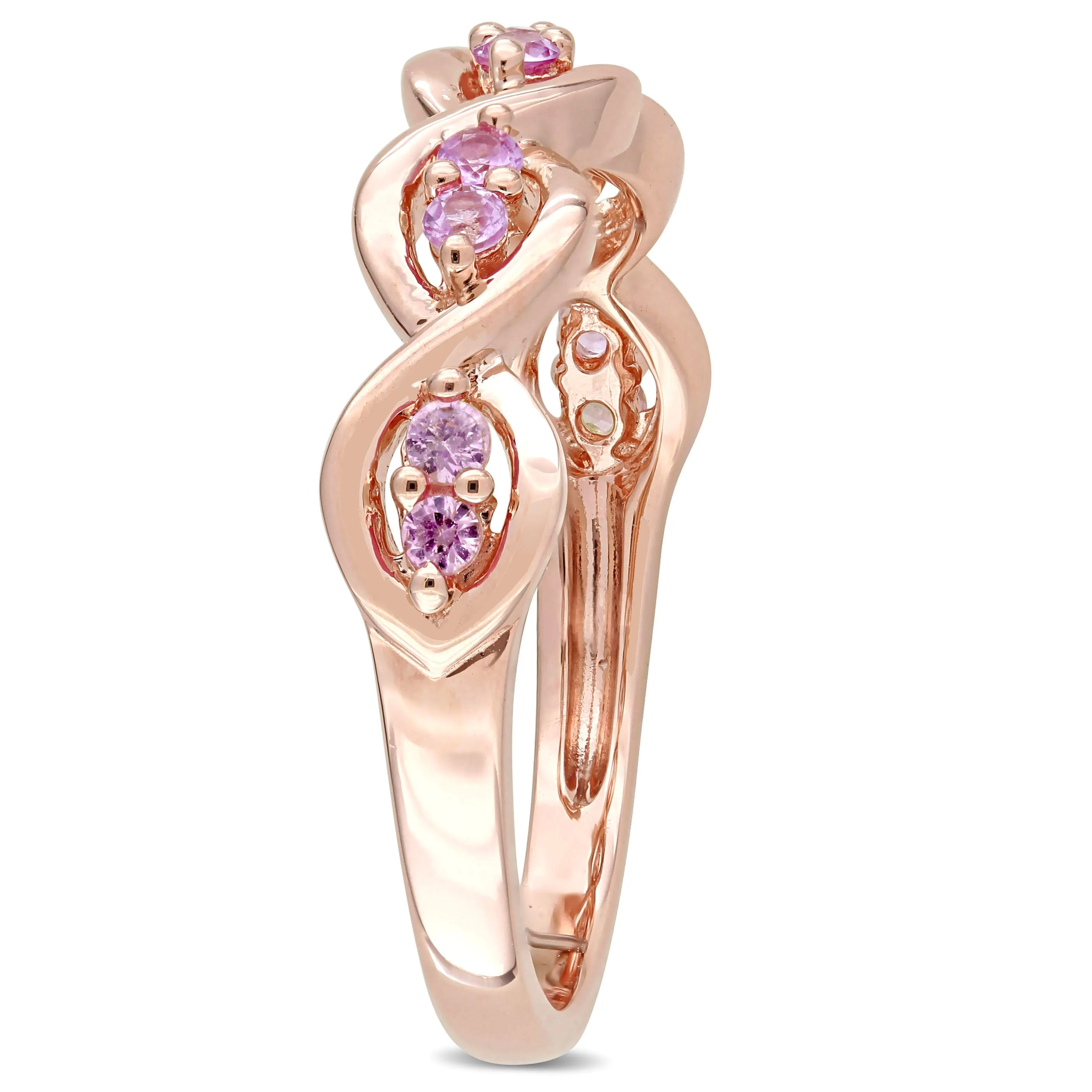 Miadora 1/3ct TGW Pink Sapphire Semi-Eternity Infinity Anniversary Ring in 14k Rose Gold sold by Zulily product image thumbnail 2