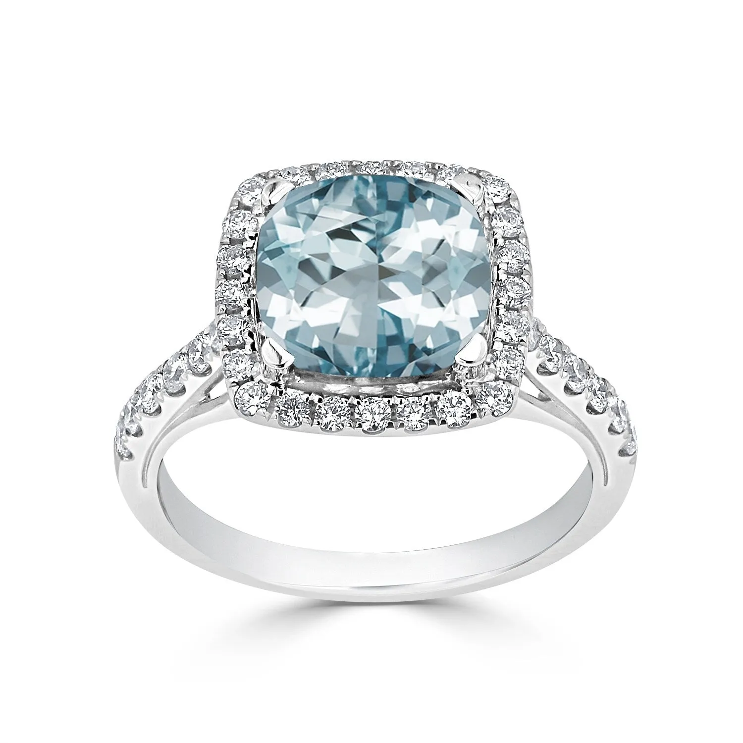 Auriya 1 5/8ct Cushion-cut Aquamarine and Halo Diamond Engagement Ring 1/2cttw 14k Gold sold by Zulily product image thumbnail 3