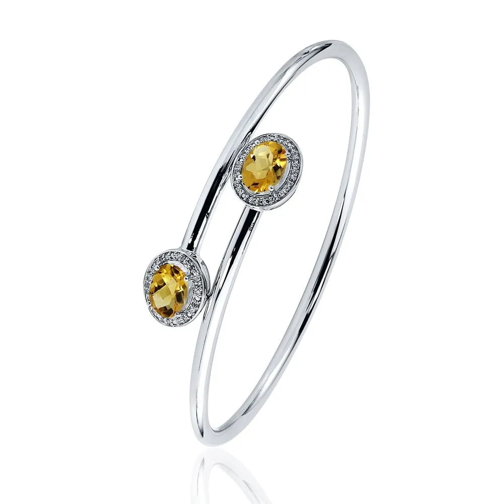 Auriya 2ct Oval Yellow Citrine Gold over Silver Bangle Bracelet with Diamond Accents sold by Zulily product image thumbnail 4