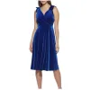 Kensie Women's Zippered Bows On Shoulder Sleeveless Surplice Neckline Below The Knee Party Sheath Dress Blue Size 12 sold by Zulily