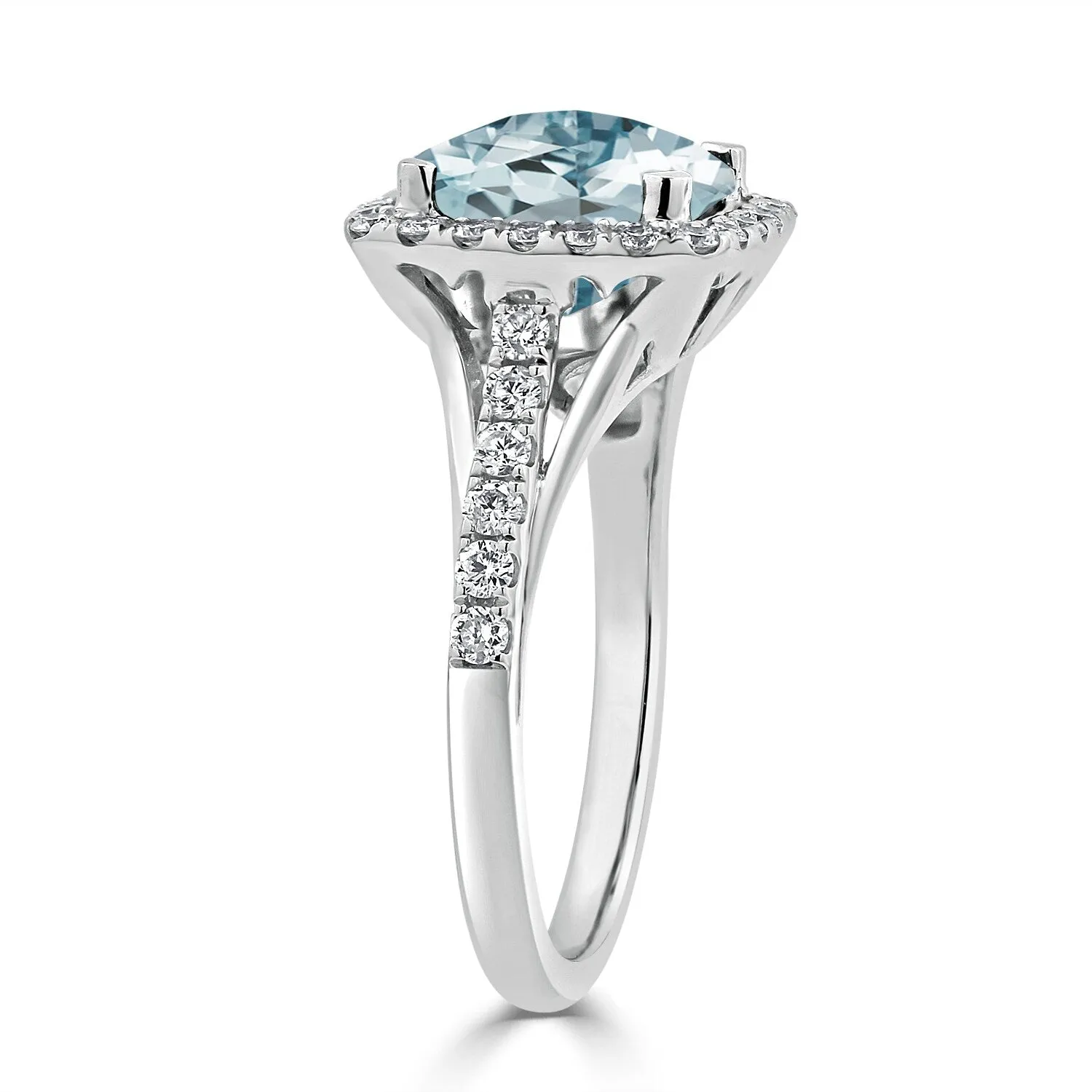 Auriya 1 5/8ct Cushion-cut Aquamarine and Halo Diamond Engagement Ring 1/2cttw 14k Gold sold by Zulily product image thumbnail 4