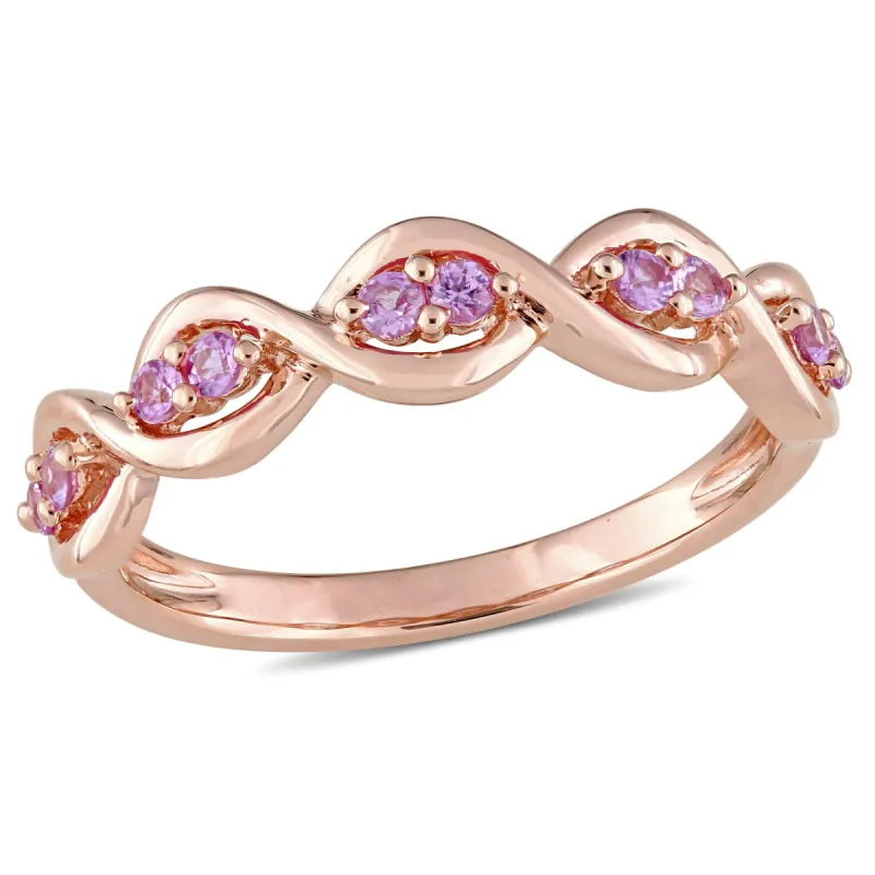 Miadora 1/3ct TGW Pink Sapphire Semi-Eternity Infinity Anniversary Ring in 14k Rose Gold sold by Zulily