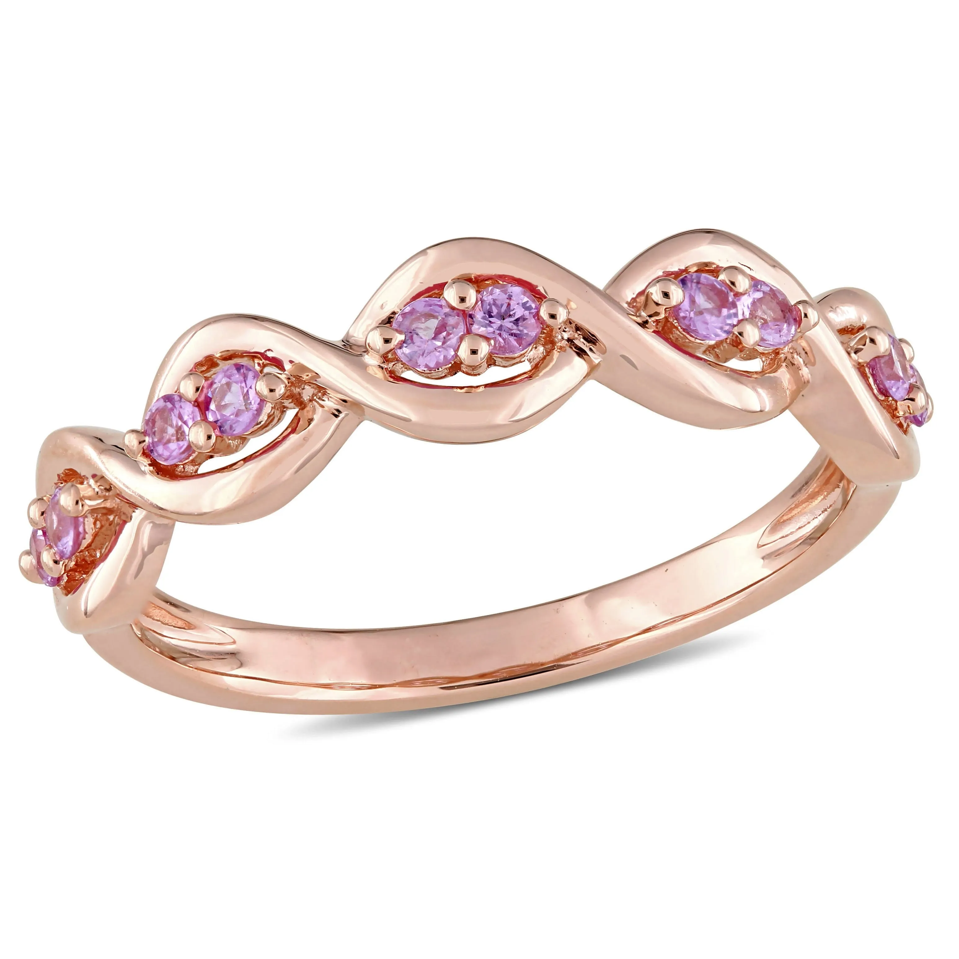 Miadora 1/3ct TGW Pink Sapphire Semi-Eternity Infinity Anniversary Ring in 14k Rose Gold sold by Zulily