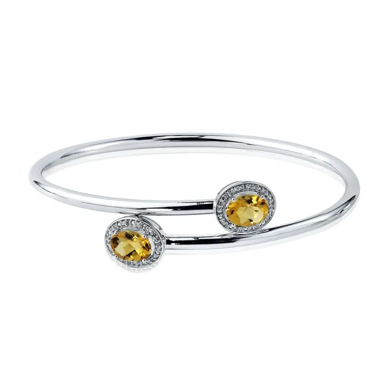 Auriya 2ct Oval Yellow Citrine Gold over Silver Bangle Bracelet with Diamond Accents sold by Zulily
