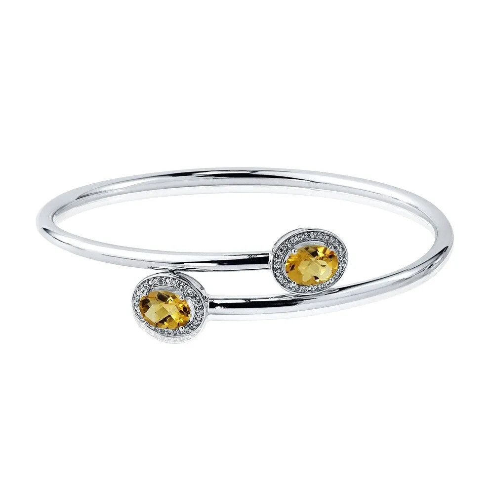 Auriya 2ct Oval Yellow Citrine Gold over Silver Bangle Bracelet with Diamond Accents sold by Zulily