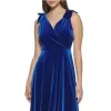 Kensie Women's Zippered Bows On Shoulder Sleeveless Surplice Neckline Below The Knee Party Sheath Dress Blue Size 12 sold by Zulily