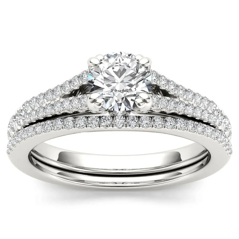 De Couer S925 Sterling Silver 1ct TDW Diamond Split Shank Bridal Ring sold by Zulily