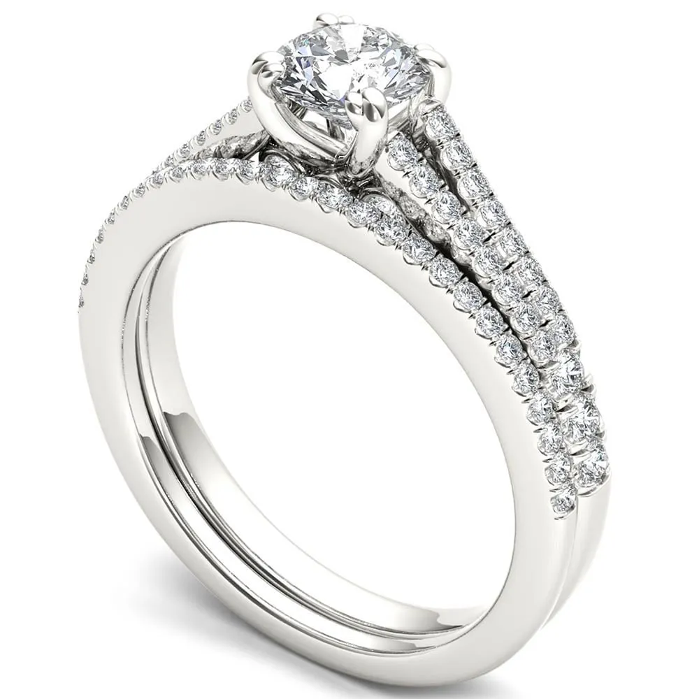 De Couer S925 Sterling Silver 1ct TDW Diamond Split Shank Bridal Ring sold by Zulily product image thumbnail 2