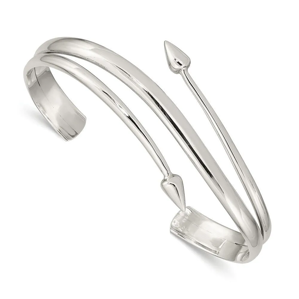 Curata 925 Sterling Silver 12mm Three Row Pointed Wide Cuff Bangle Bracelet sold by Zulily