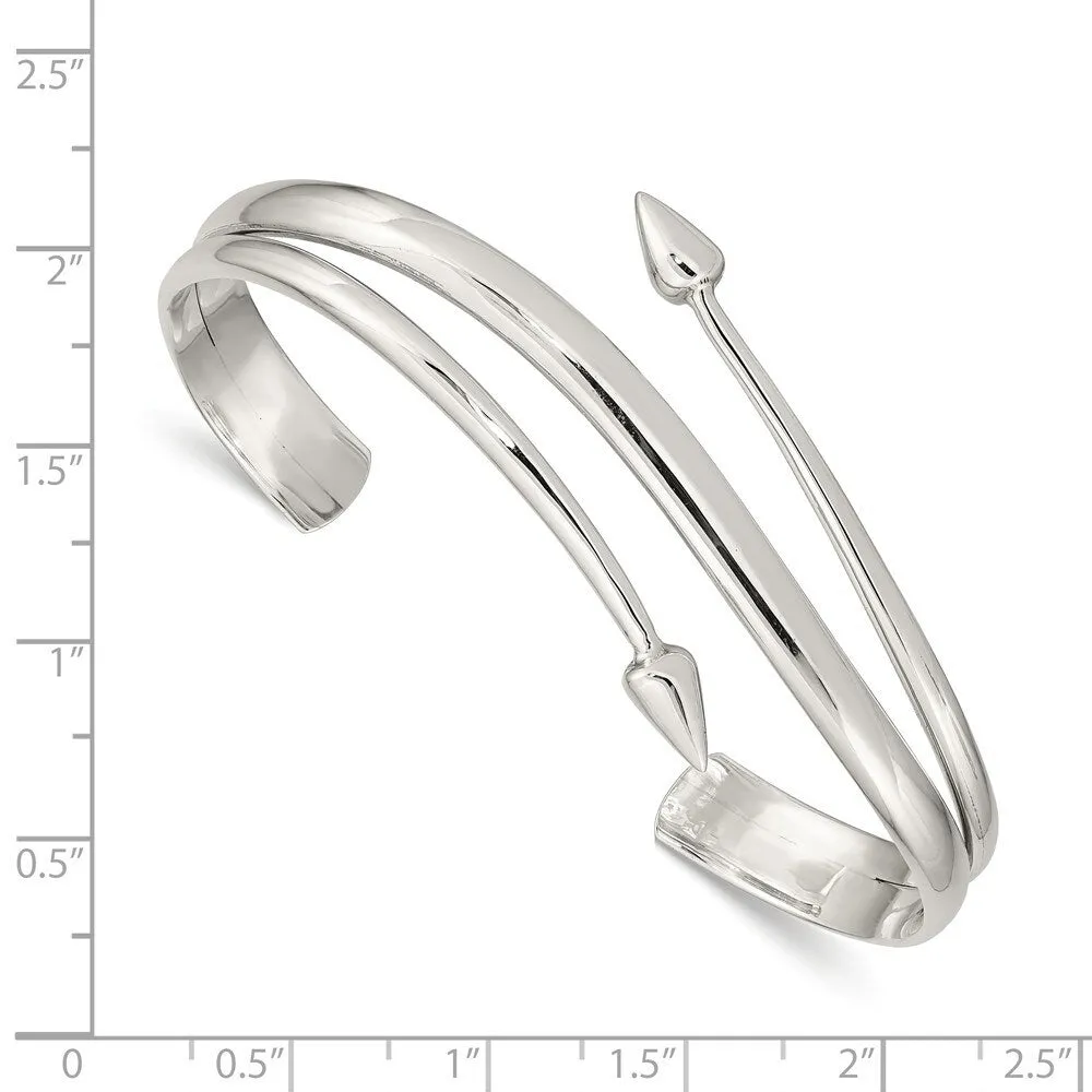 Curata 925 Sterling Silver 12mm Three Row Pointed Wide Cuff Bangle Bracelet sold by Zulily product image thumbnail 2