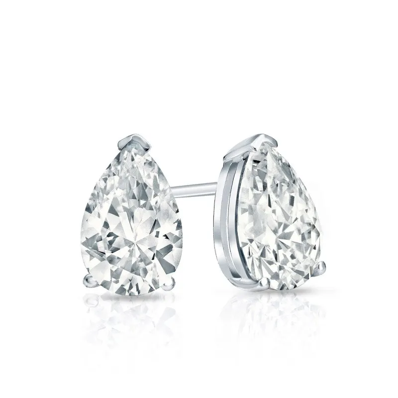 Auriya 14-karat Gold Lab Grown 0.75 carat TDW Pear Diamond Stud Earrings V-End Prong Screw-back sold by Zulily