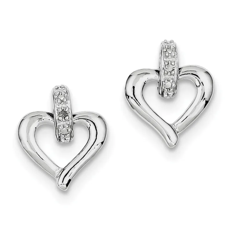 Curata 925 Sterling Silver 15x12mm Open Heart Diamond Earrings sold by Zulily