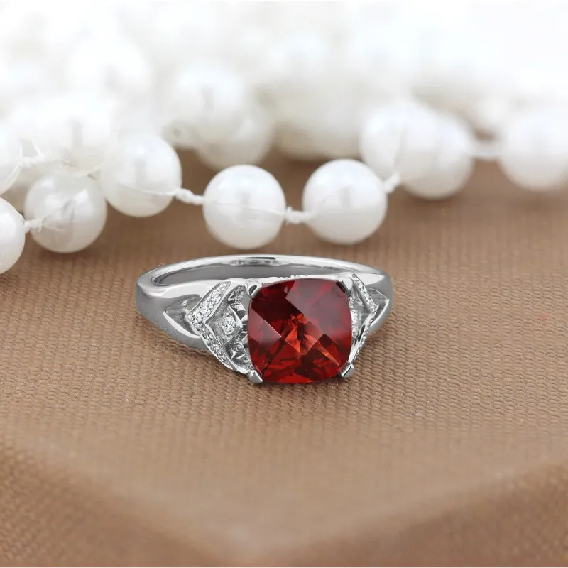 Auriya Modern 2 3/8ct Cushion-cut Garnet and Diamond Engagement Ring 1/6ctw 14k Gold sold by Zulily