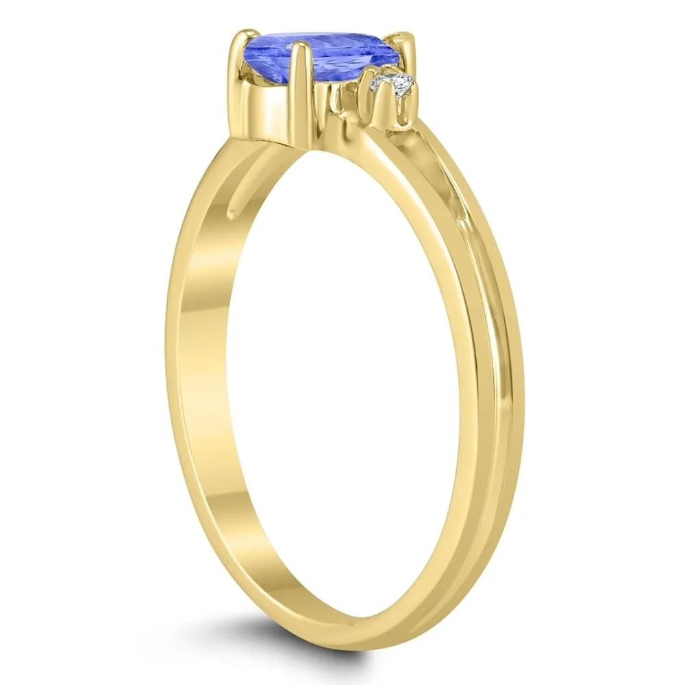 6X4MM Tanzanite and Diamond Pear Shaped Open Three Stone Ring in 10K Yellow Gold sold by Zulily product image thumbnail 2