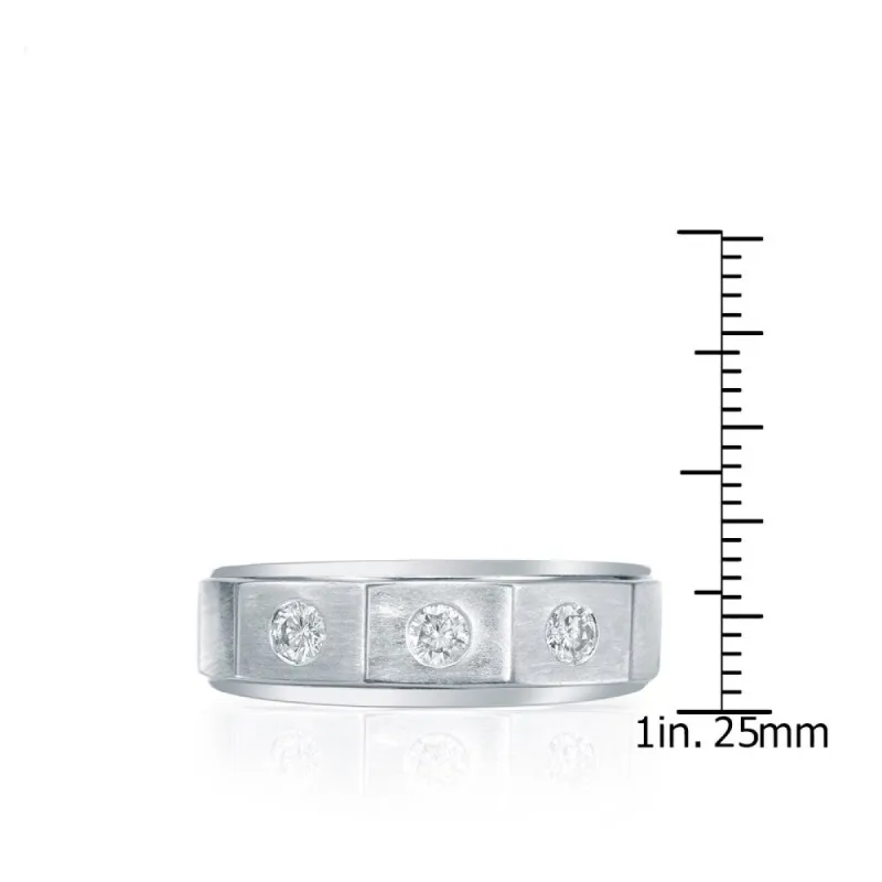 Auriya Men's 14k Gold Satin Finish 3/8ct TDW Diamond Wedding Band sold by Zulily