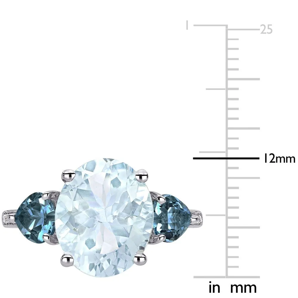 Miadora Sterling Silver Multi-Cut Ice Aquamarine London Blue Topaz and Diamond 3-Stone Cocktail Ring sold by Zulily product image thumbnail 4