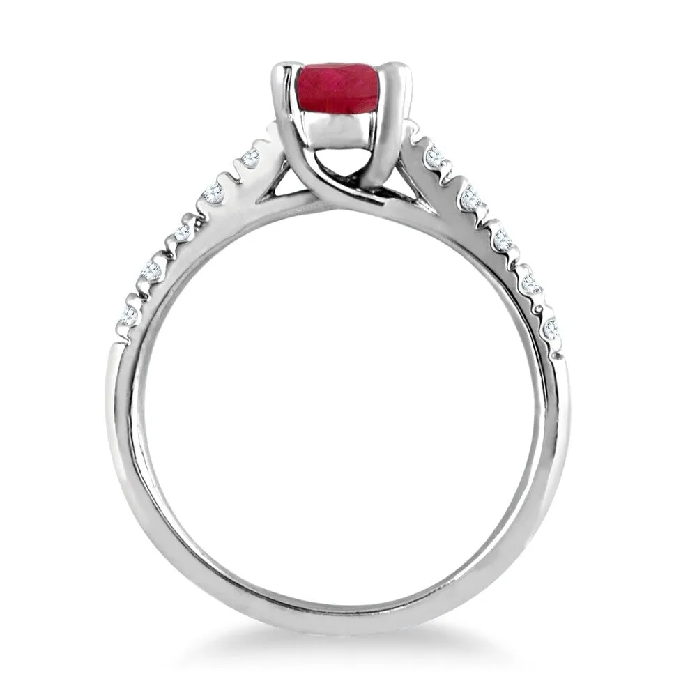 1 Carat Oval Ruby and Diamond Ring in 14K White Gold sold by Zulily product image thumbnail 3