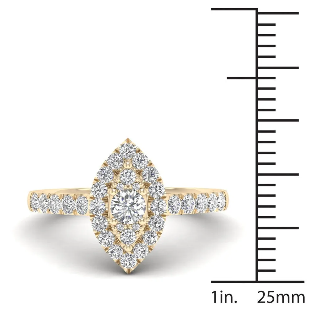 De Couer 5/8ct TDW Diamond Marquise Shape Halo Ring - Yellow sold by Zulily product image thumbnail 4