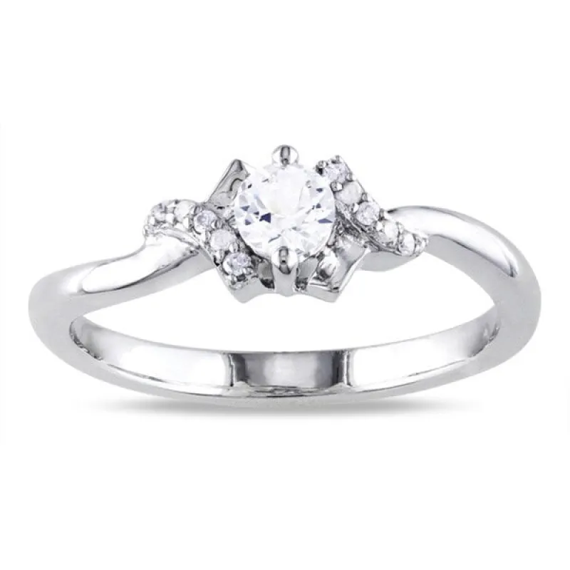 Miadora Sterling Silver 1/3ct TGW Created White Sapphire and Diamond Accent Ring sold by Zulily