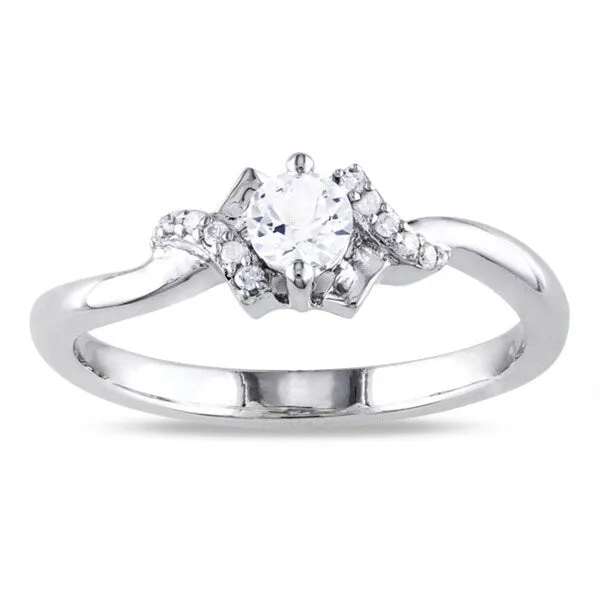 Miadora Sterling Silver 1/3ct TGW Created White Sapphire and Diamond Accent Ring sold by Zulily