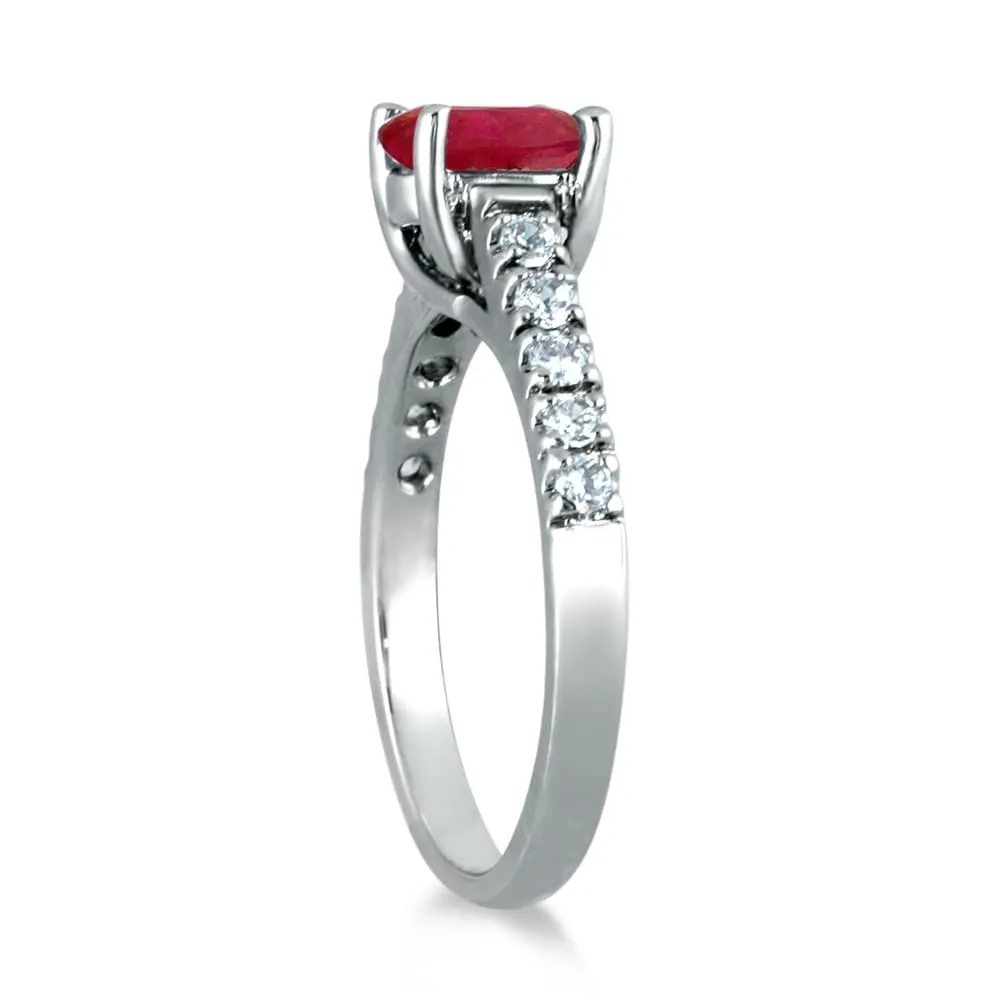 1 Carat Oval Ruby and Diamond Ring in 14K White Gold sold by Zulily product image thumbnail 2