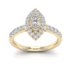 De Couer 5/8ct TDW Diamond Marquise Shape Halo Ring - Yellow sold by Zulily