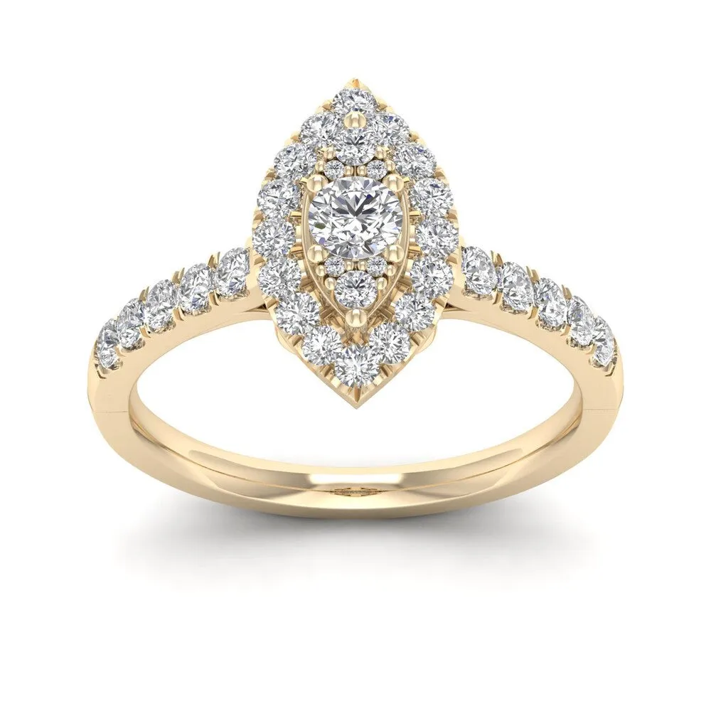 De Couer 5/8ct TDW Diamond Marquise Shape Halo Ring - Yellow sold by Zulily
