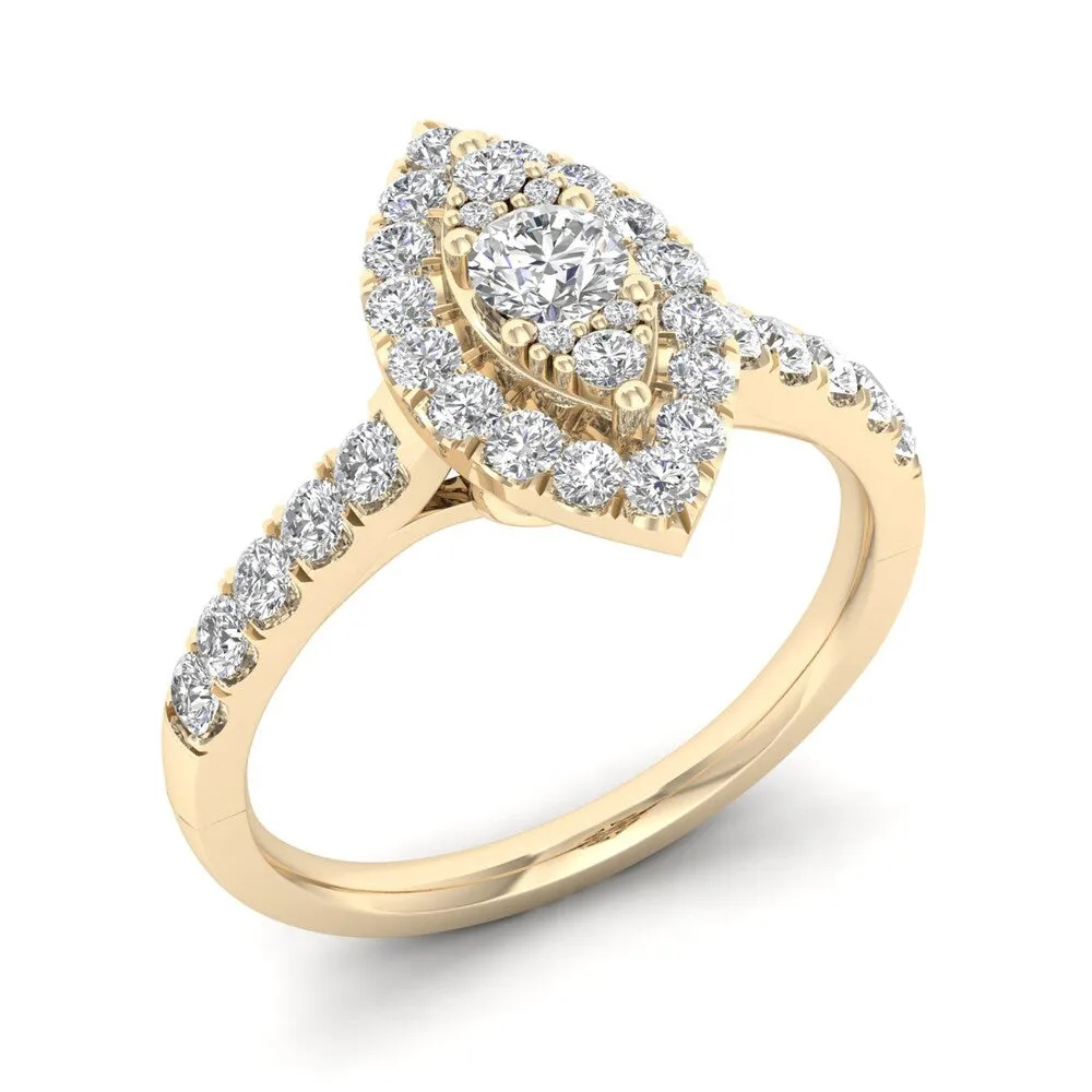 De Couer 5/8ct TDW Diamond Marquise Shape Halo Ring - Yellow sold by Zulily product image thumbnail 2