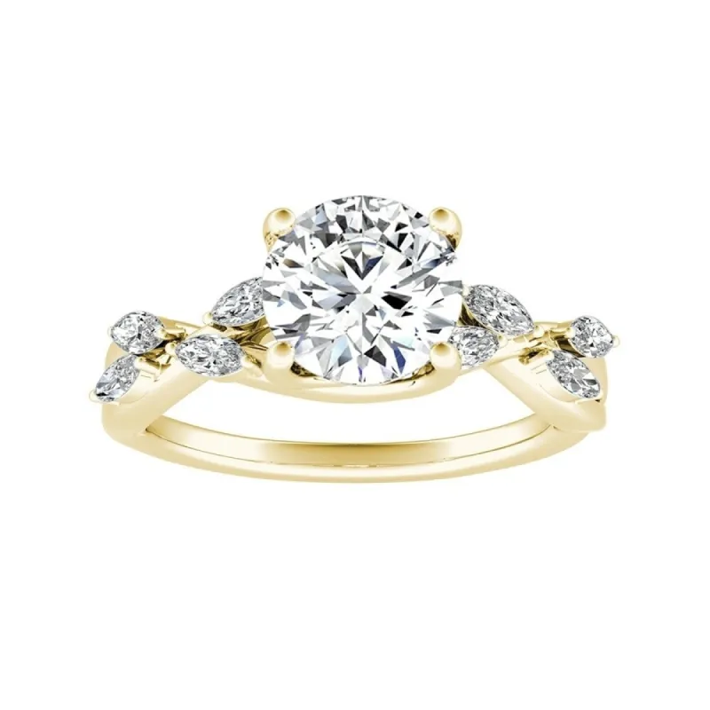 Auriya Vintage Floral 2ct Moissanite and 1/3ctw Marquise Diamond Engagement Ring 14K Gold sold by Zulily