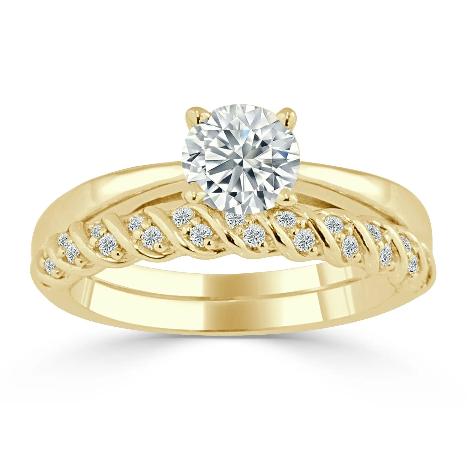 Auriya 14k Gold Classic 4ct Moissanite and Diamond Engagement Ring 1/3ctw sold by Zulily product image thumbnail 2