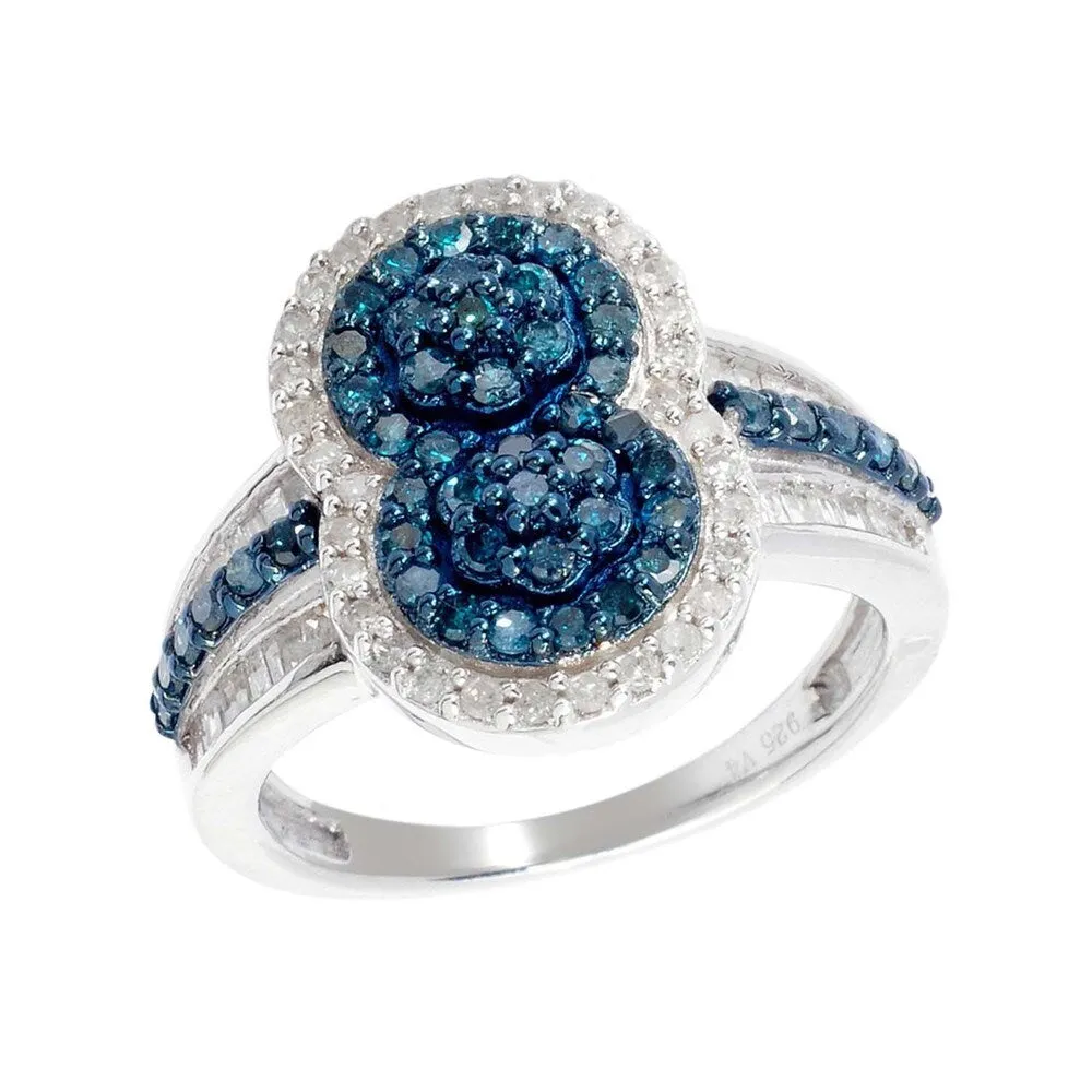 Sterling Silver 1 1/5ct TDW Blue and White Diamond Ring sold by Zulily product image thumbnail 3