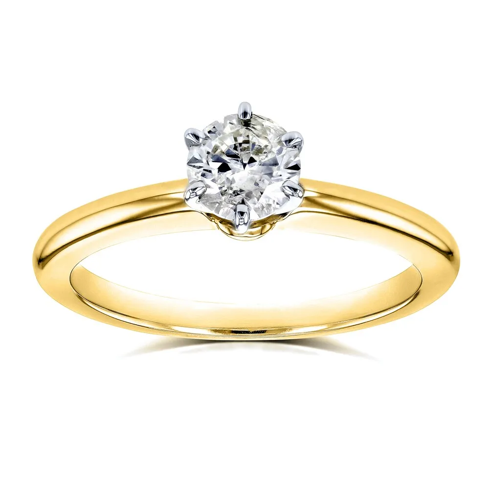 Annello by Kobelli 14k Yellow Gold 1/2ct Solitaire Diamond Petite Engagement Ring (H-I, I1-I2) sold by Zulily
