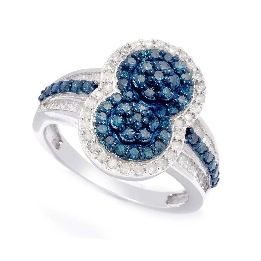 Sterling Silver 1 1/5ct TDW Blue and White Diamond Ring sold by Zulily