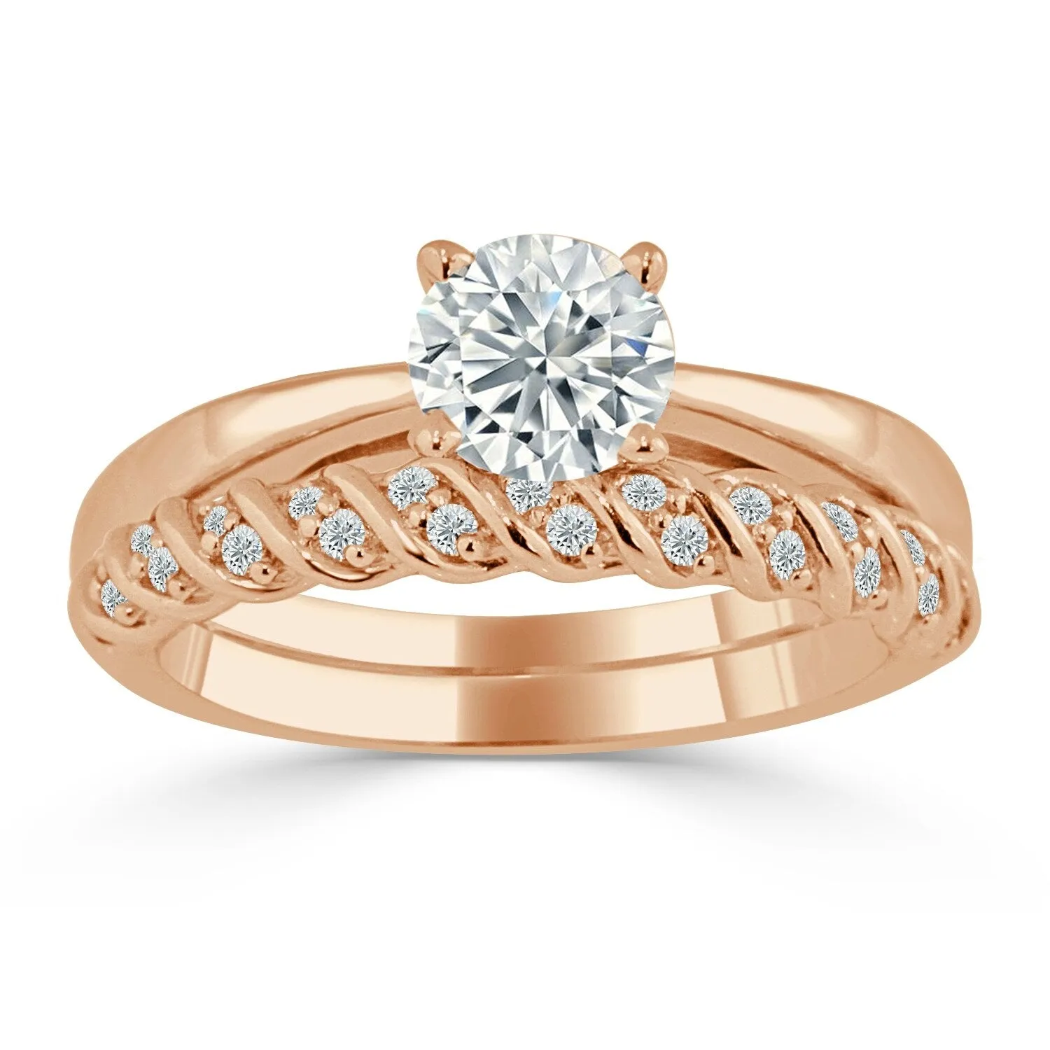 Auriya 14k Gold Classic 4ct Moissanite and Diamond Engagement Ring 1/3ctw sold by Zulily product image thumbnail 3