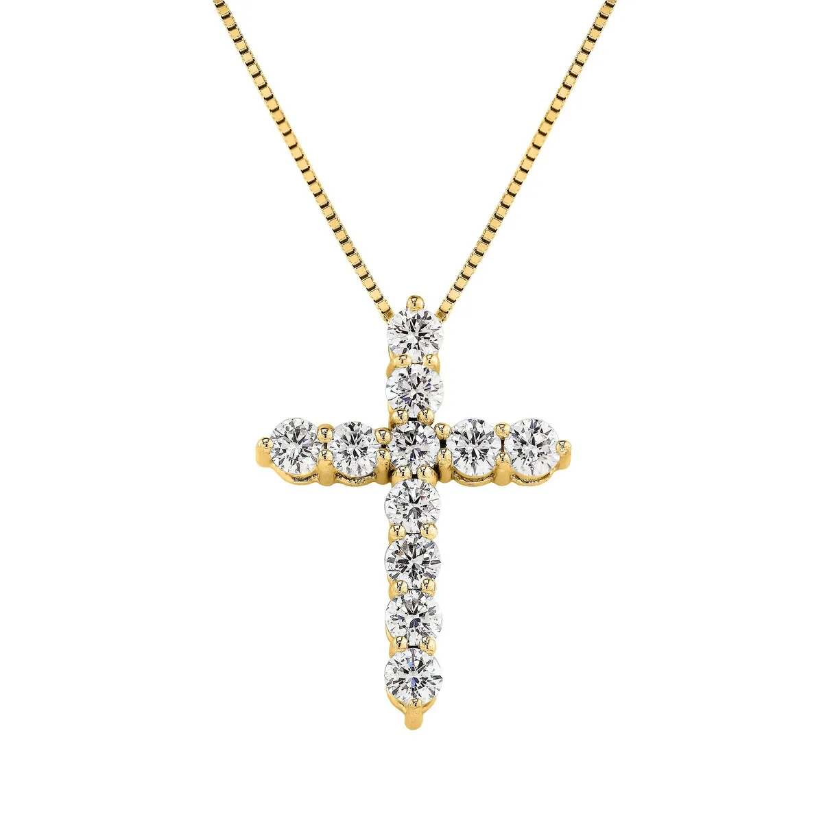 Auriya 14k Gold Round Diamond Cross Necklace 1 1/2cttw (H-I, I1-I2) sold by Zulily product image thumbnail 4