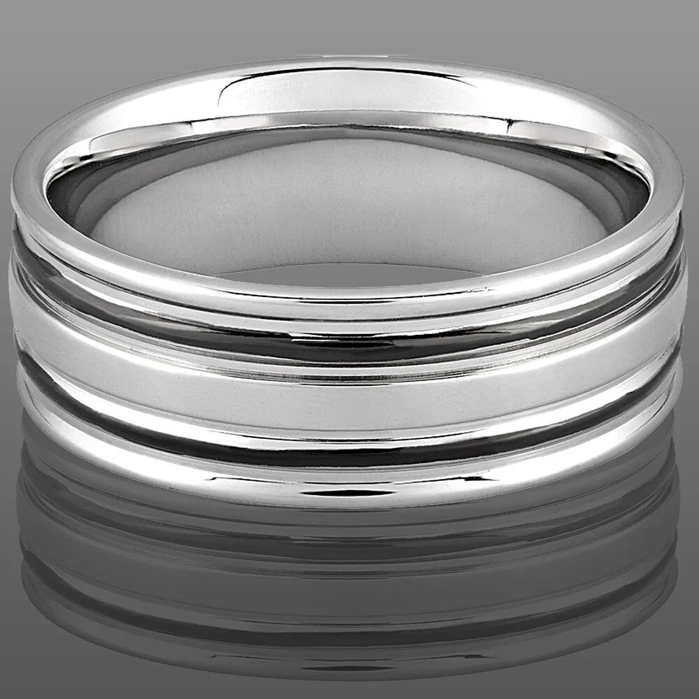 Men's Stainless Steel Black Plated Grooved Ring - White sold by Zulily product image thumbnail 5