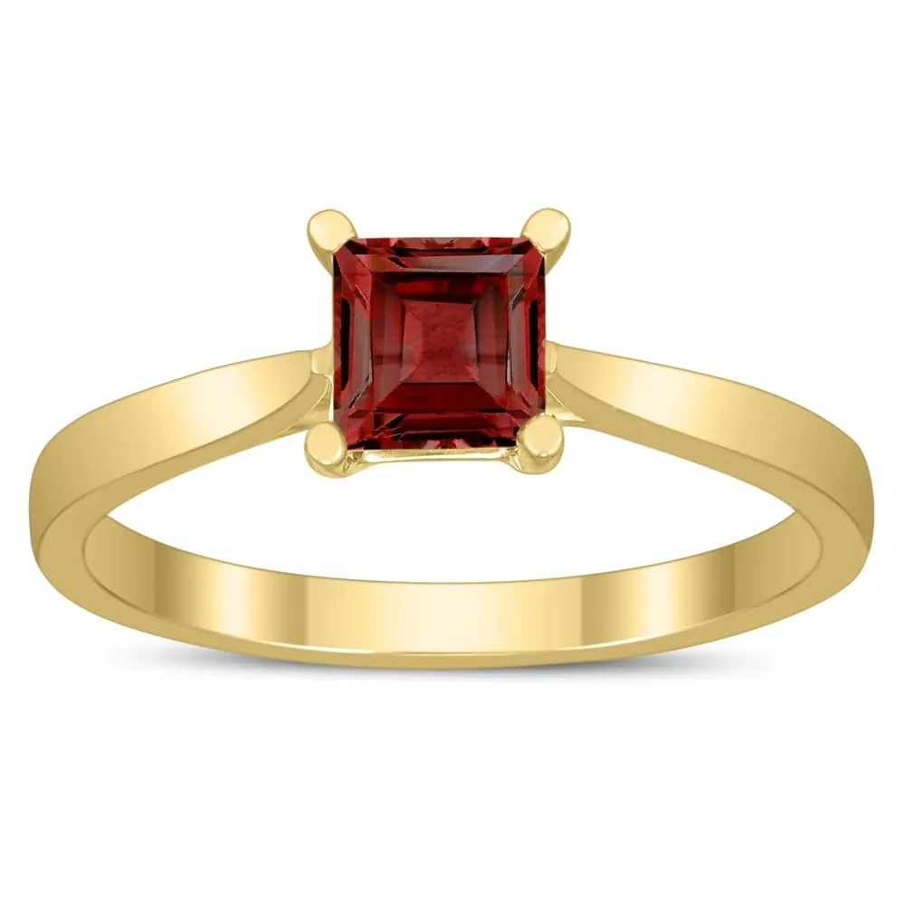 Square Princess Cut 5MM Garnet Solitaire Ring in 10K Yellow Gold sold by Zulily product image thumbnail 2