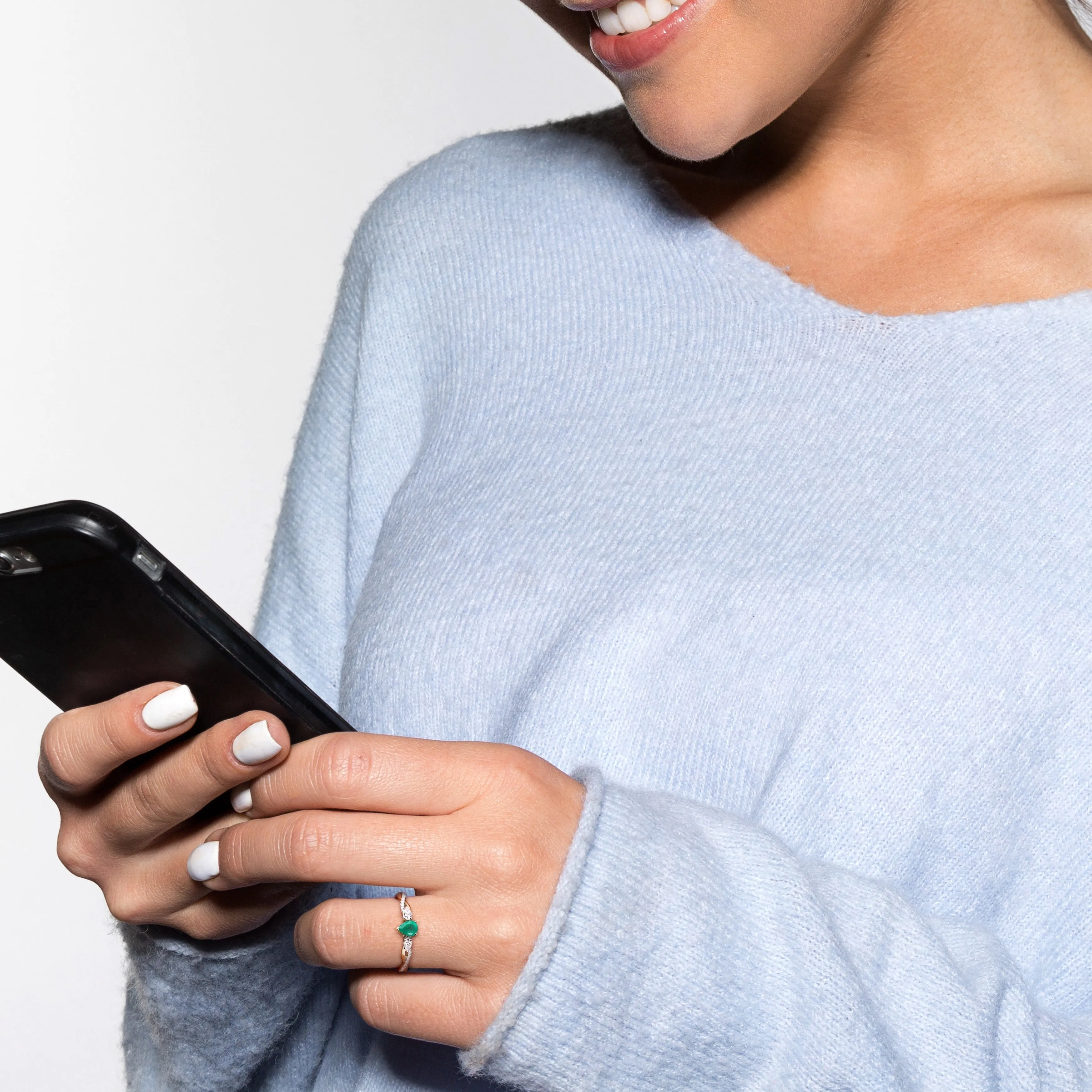 Miadora 1/3ct TGW Emerald and 1/5ct TDW Diamond Promise Ring in 14k Two-Tone White and Yellow Gold sold by Zulily product image thumbnail 5