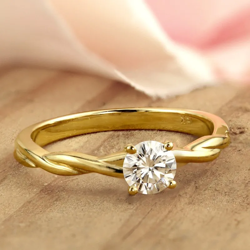 Auriya 14k Gold Twisted 1/2ctw Round Solitaire Moissanite Engagement Ring sold by Zulily