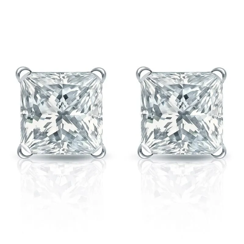 Auriya 14-karat Gold Lab Grown 2.00 carat TDW Princess Diamond Stud Earrings 4-Prong Martini Screw-back sold by Zulily product image thumbnail 2