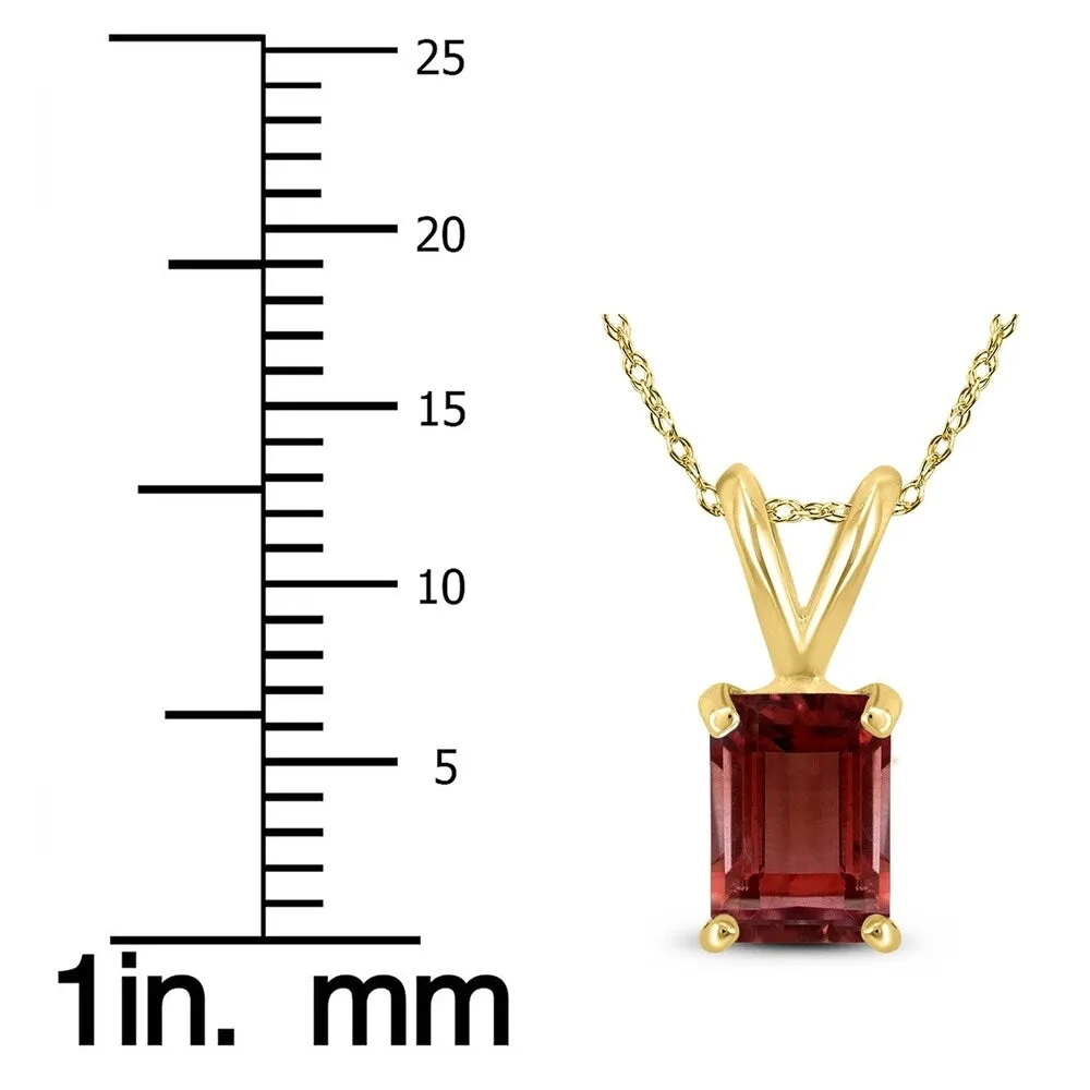 14K Yellow Gold 6x4MM Emerald Shaped Garnet Pendant sold by Zulily product image thumbnail 3