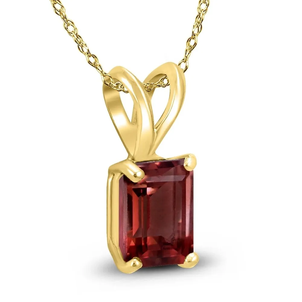 14K Yellow Gold 6x4MM Emerald Shaped Garnet Pendant sold by Zulily product image thumbnail 2