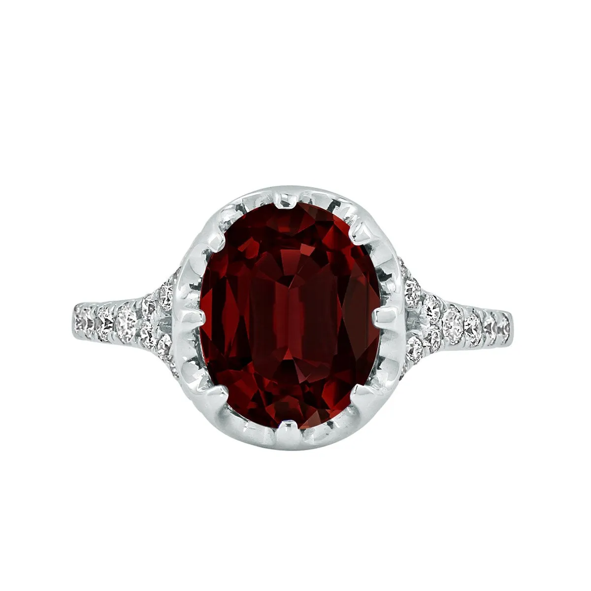 Auriya 2 7/8ct Oval Red Garnet and Diamond Ring 1/4ctw 18K Gold sold by Zulily product image thumbnail 2