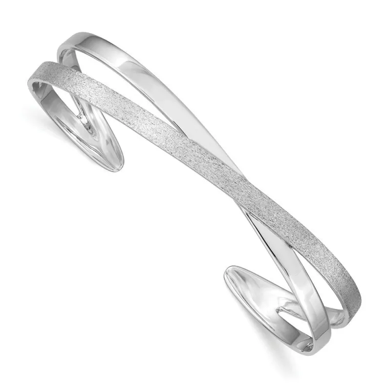 Curata 925 Sterling Silver Satin Intertwined Cuff Bangle Bracelet sold by Zulily